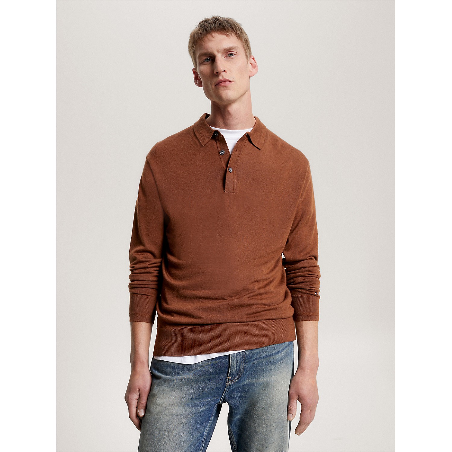 TOMMY HILFIGER Relaxed Fit Merino Wool Polo Sweater